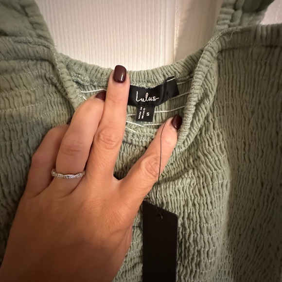 Lulus Daniyah Sage Green Smocked Flutter Sleeve Wide-leg Jumpsuit - Size S - Picture 3 of 3